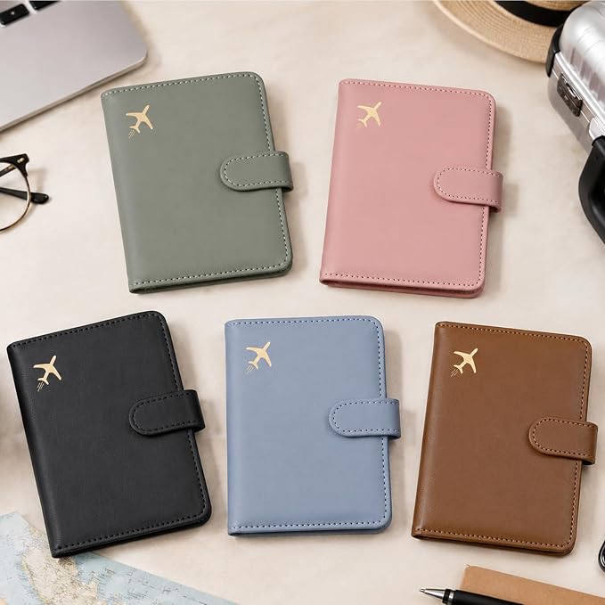 GOAUS Passport Holder for Travel with AirTag Slot, Passport Book Wallet | Cards Cash Pocket, RFID Blocking, Waterproof, Passport Case, Travel Gifts for Women Men, Faux Leather, AirTag Not Included