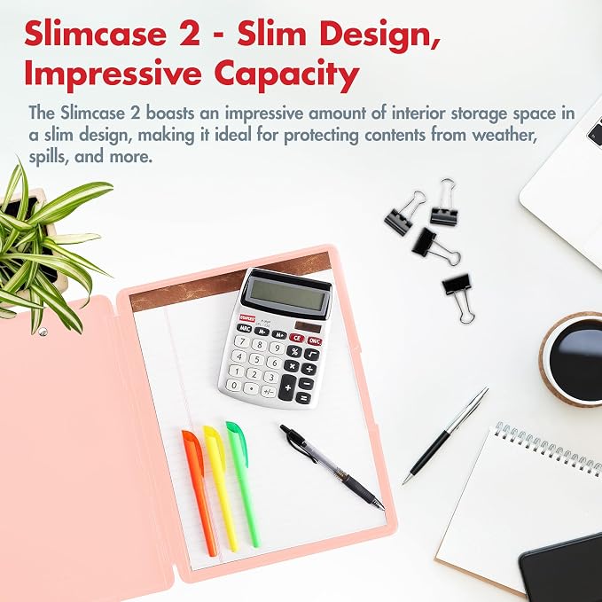 Dexas Slimcase 2 Plastic Clipboard with Storage and Side Opening, Blush Pink with Rose Gold Clip, Office Supplies Clipboards to Organize, Carry and Store, A4 Holder, Nursing Clipboards (Pack of 6)