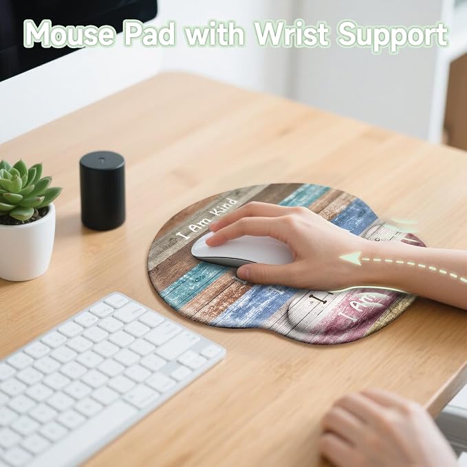 LIMKRIAN Inspirational Ergonomic Mouse Pad with Wrist Rest, 9.8 x 8.6 in | Comfort Gel Wrist Support, Non-Slip PU Base, Mouse Pads for Desk, Motivational Office School Supplies Desk Decor Accessories