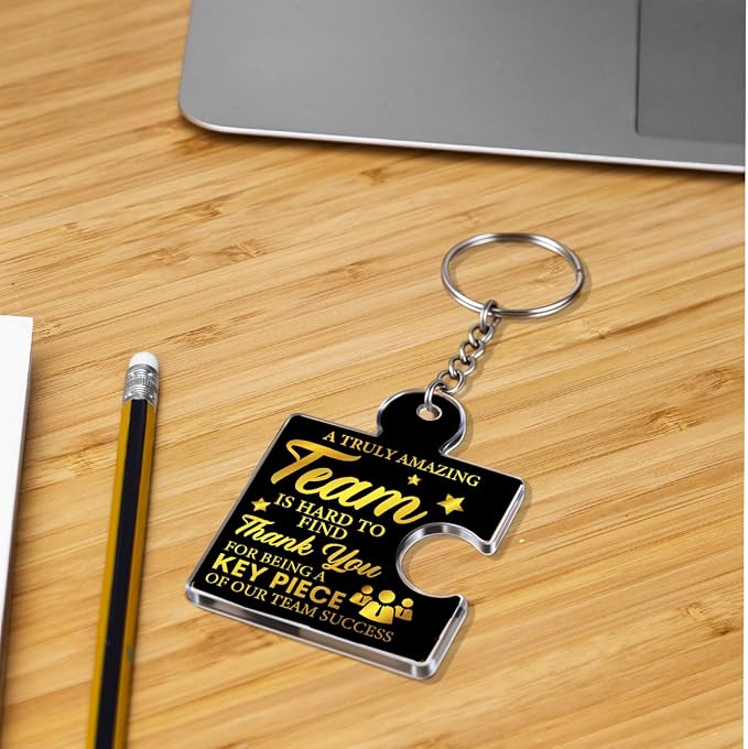 Team Appreciation Gifts Bulk Thank You Keychains for Coworkers | Gift Set for Employee, Staff, Teachers, Teamwork Puzzle Piece Keyring, Acrylic