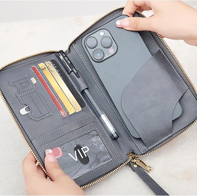 Passport Holder for Travel Women and Men RFID Blocking Passport Holder with Zipper Multi-functional Passport Wallet Passport Case Passport cover Travel Essentials