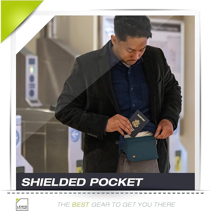 Lewis N. Clark Travel Money Belt Pouch, Slim RFID Blocking Anti Theft Waist Stash Pouches for Cash, Cards and Passport Holder