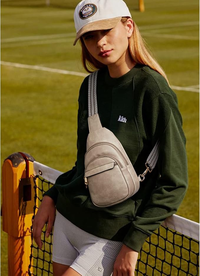 BOSTANTEN Sling Bag for Women Leather Crossbody Bags Fanny Pack Chest Bag for Travel | Adjustable Wide Strap, Small, Anti Theft, Lightweight, Multi Pockets and Carrying Way, Card Slot, Cute Trendy for Everyday