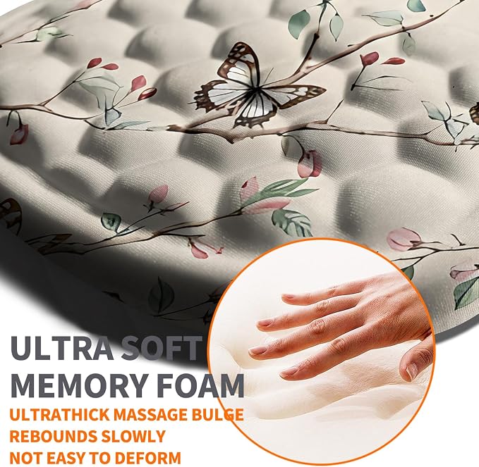 Ergonomic Joint Wrist Support Mouse Pad with Memory Foam Cushion Massage Bump, Carpal Tunnel Pain Relief Mousepad Slope Design for Wrist Rest, 11.8x7.9 in, Butterfly Hummingbird