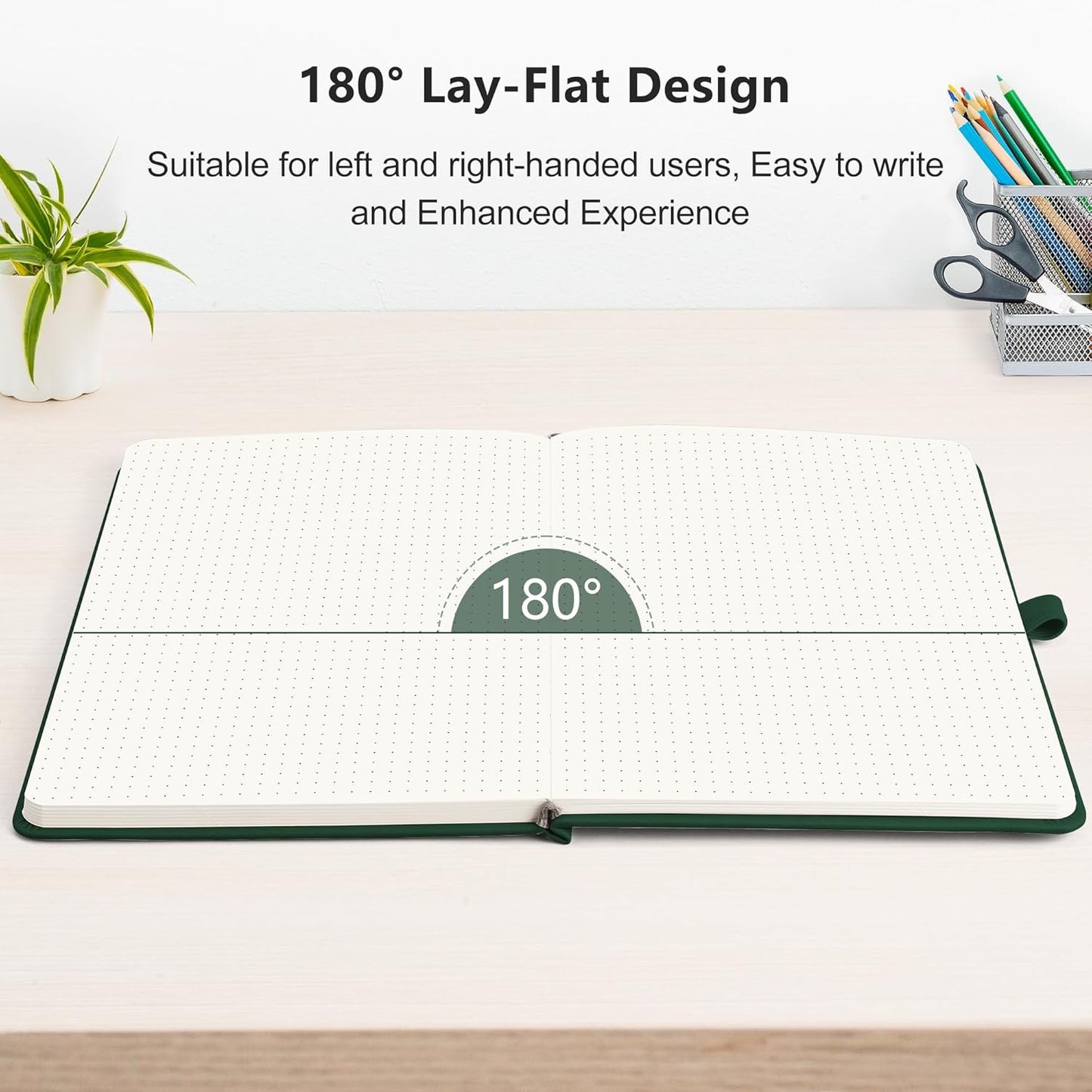 RETTACY Bullet Dotted Journal Notebook, 2-Pack, 160 Numbered Pages per Pack, A5 Medium Size (5.7'' x 8.3''), 120 GSM Thick Paper, Leather Hardcover, for Bullet Journaling (Black & Dark Green)