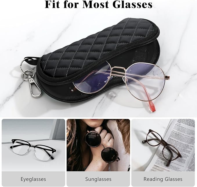 MoKo Sunglasses Soft Case Ultra Light Neoprene Zipper Eyeglass Case for Men Women
