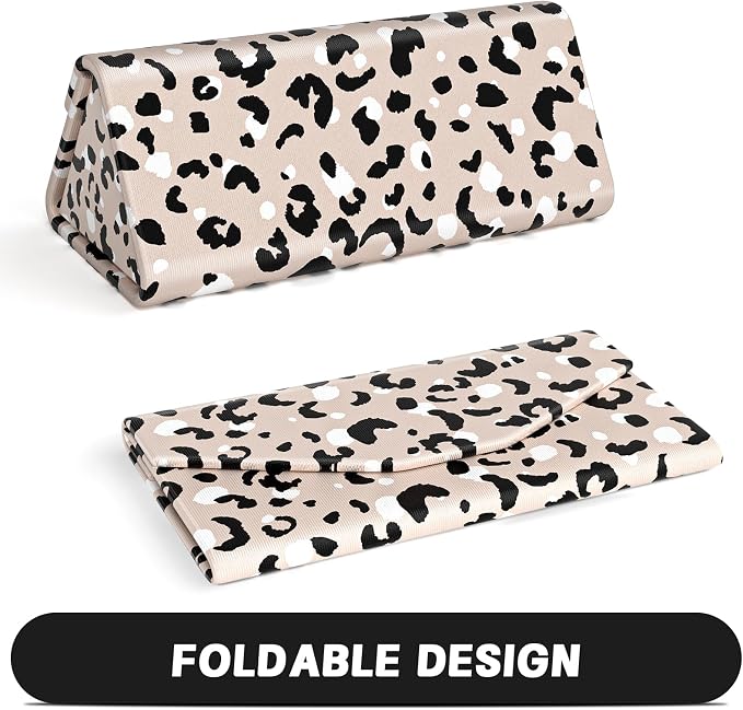 Sunglasses Case, Foldable Glasses Case, Magnetic PU Leather Hard Shell Folding Eyeglass Holder Box, Collapsible Unisex