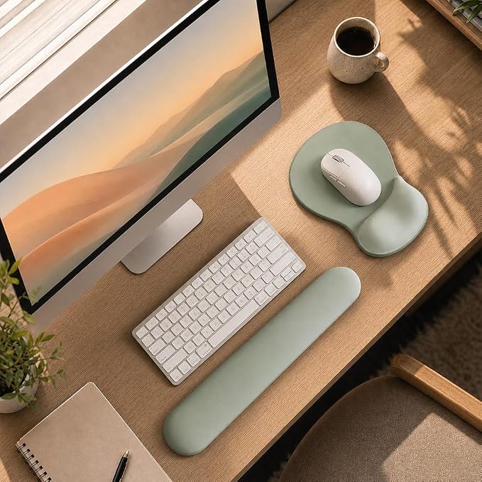 ErgoComfort Gel Wrist Rest Mouse Pad-Ergonomic Office Mousepad with Wrist Support-Non-Slip, Design Desk Accessories Mat for Home&Game Decor (06Minty Dream)