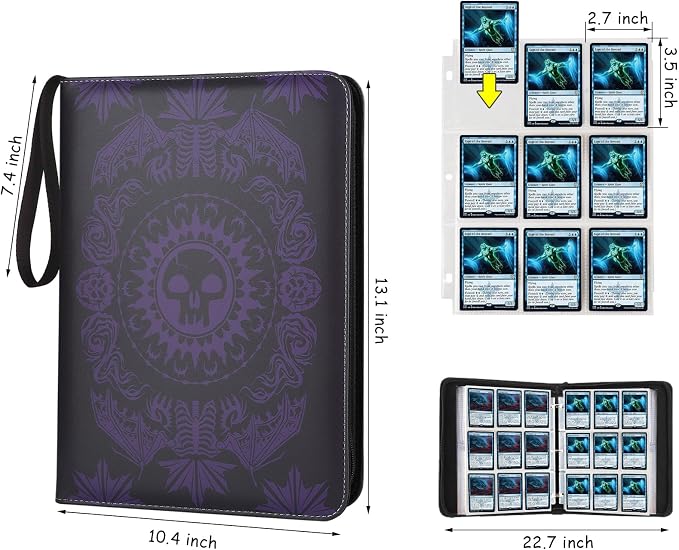 9-Pocket Card Binder for MTG,720 Double Sided Pocket PU Trading Collection Binder,Premium Collector Card Album for MTG,TCG,Yugioh,Game Cards(Purple)