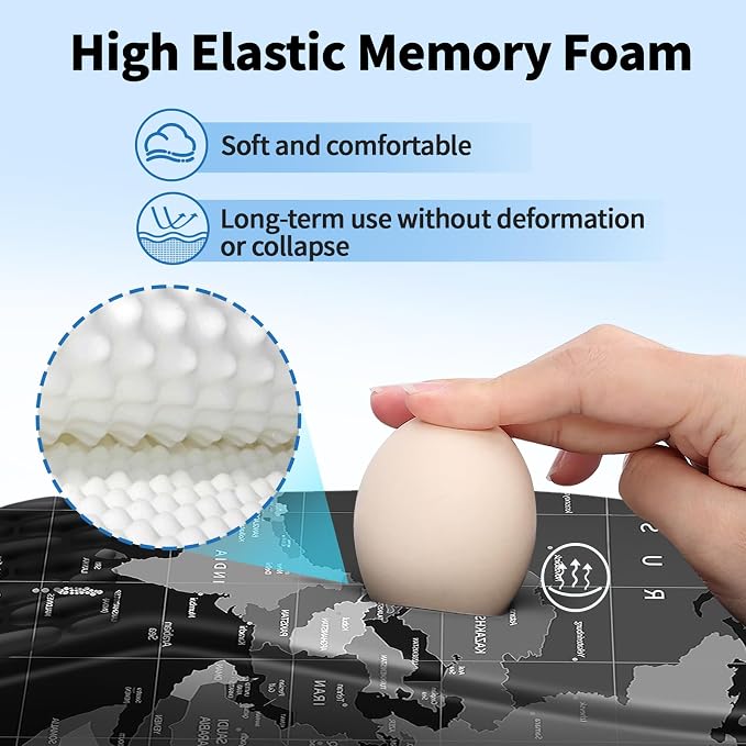 YIWEI Ergonomic Mouse Pad with Wrist Rest for Carpal Tunnel Pain Relief | Memory Foam Wrist Support,Non-Slip Rubber Base, Keyboard Computer Mousepad,Lycra Cloth Surface,Gaming Home Office