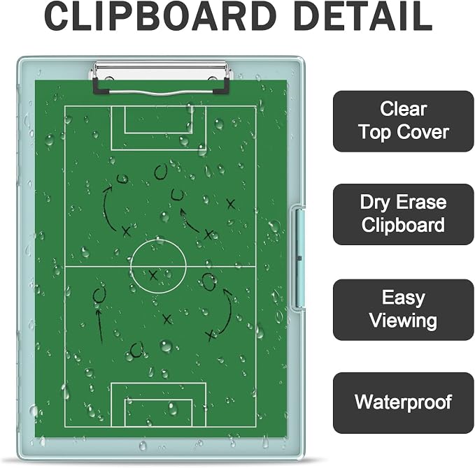 Rimilak Clipboard with Storage,8.5x11 2 Compartment Clip Board, Dark Green | Smooth Writing, Side-Opening Plastic Folder with Pen Holder, Size 13.3 x 9.4 x 1.5″,for Classroom, Teacher, Student