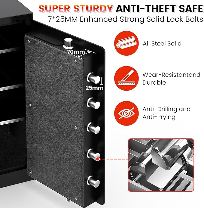[𝟐𝟎𝟐𝟔] 𝟑𝟓𝐌𝐢𝐧 𝟏𝟕𝟎𝟎°𝐅 Fire Proof Safe for Home Documents, 7.5 Cuft Fireproof Safe for Home, Home Safes With Removable Shelf, 𝟕𝟎𝐋𝐛𝐬 Heavy Duty Safes with Anti-theft for Home, Office