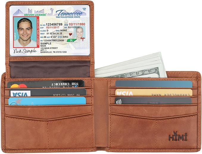 HIMI Wallet for Men-Genuine Leather RFID Blocking Bifold Stylish Wallet With 2 ID Window