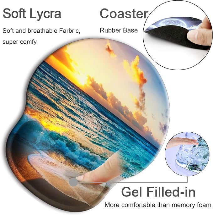 Ergonomic Mouse Pad with Wrist Rest Support,Gel Mouse Pads for Desk | Big Mousepad With Coaster Non-slip & Pain Relief for Computer, Home&Office Desk Decor