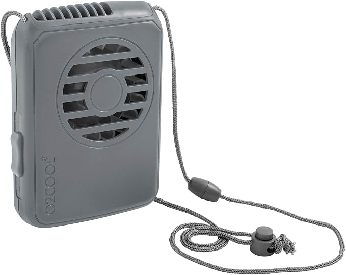O2COOL Deluxe Necklace Fan, Battery Powered with Adjustable Lanyard, 2 Pack, Grey | Yes