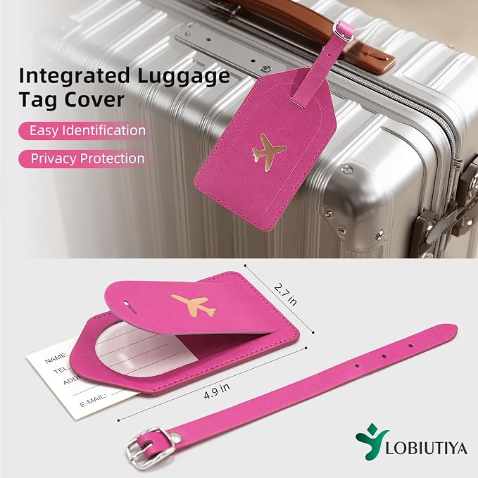 Passport Holder For Travel with Luggage Tag Cover – RFID Blocking Travel Passport Wallet Holder for Women/Family| PU Leather Passport Case with Extra Money Pocket/Magnetic Clasp, Pink