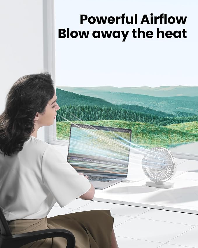 Gaiatop USB Desk Fan, 5.5 Inch Small Quiet Powerful 3 Speeds 90° Rotate, Personal Mini Portable Desktop Table Fans, Cooling for Home Office Car Travel Indoor Outdoor Pink (Pack of 2)