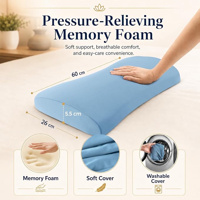 Lumbar Support Pillow for Bed Relief Back Pain: Lower Back Pillow for Sleeping - Memory Foam Waist Pillow - Cooling Back Bolster Pillow for Side, Back&Stomach Sleepers - Bed Rest Pillow for Car, Sofa
