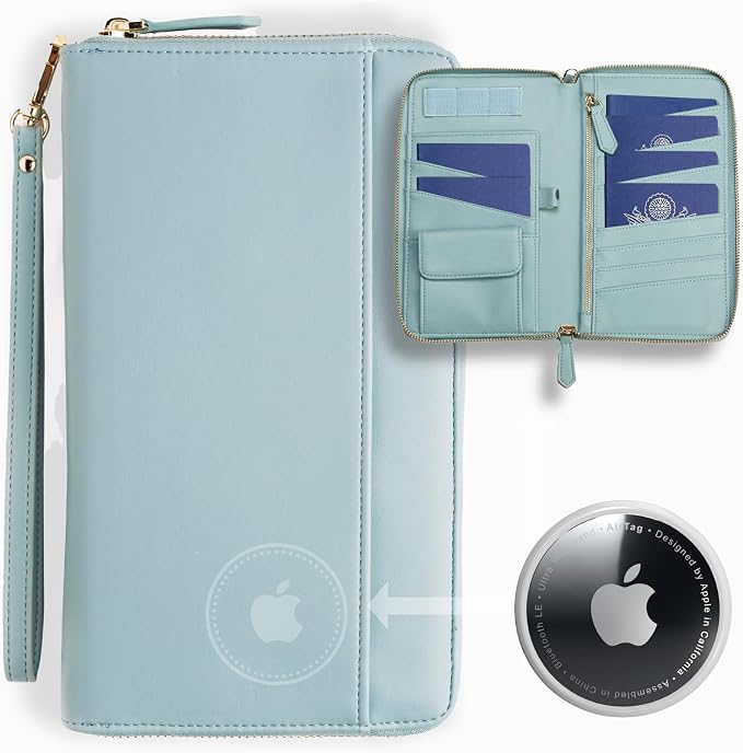 Travel Document Organizer - RFID Passport Wallet Case Family Holder Id Wristlet