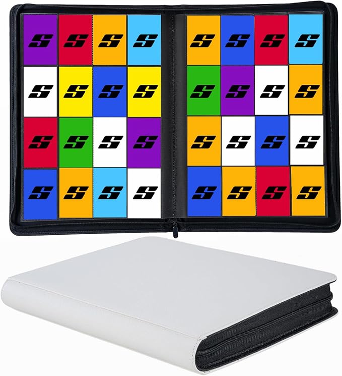 1000+ Pockets Trading Card Binder, 16 Pocket Ringless Side Loading Card Holder Album, Trading Card Album Fit for YuGiOh, MTG, TCG, Game Cards, Sports Cards, Business Cards (White)