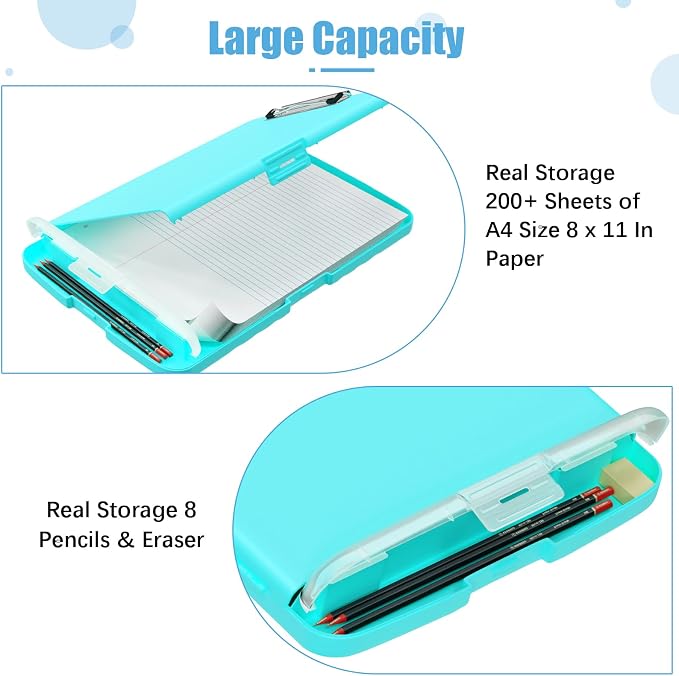 Hongri Clipboard with Storage with Pencil Case, 8.5 x 11 Storage Clip Board | High Capacity Organization Box for A4 Letter Legal Paper, Heavy Duty Folio & Side-Opening for Nurses, Teachers, Light Green