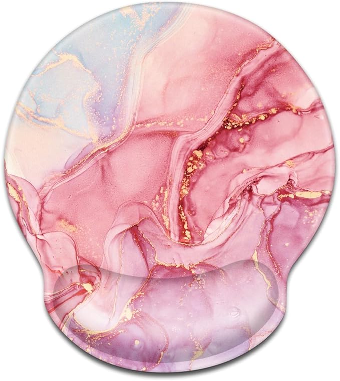 WAVEYU Ergonomic Mouse Pad with Wrist Support, Office Mousepad with Wrist Rest, Computer Gaming Mouse Pad for Laptop, Pain Relief Mouse Mat with Non-Slip Rubber Base, 9''x 10'', Red Marble