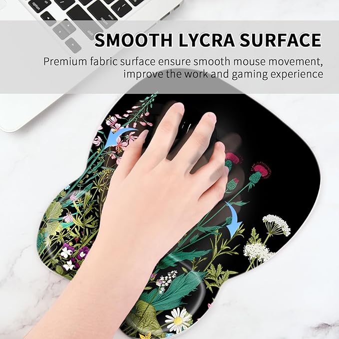 EooCoo Ergonomic Mouse Pad with Wrist Rest, Memory Foam Support Mousepad | Non-Slip Base for Computer, Cafe, Home & Office, 9.64 x 8.26 in Office Desk Accessories, Carpal Tunnel Relief