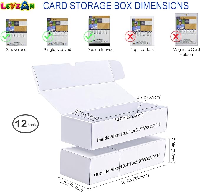 Trading Card Storage Boxes, 12 Pack 600 Count Cardboard Card Organizer for MTG, TCG & Sports Cards, Fits Sleeved Cards, Bulk Card Storage for Trading Card Collections, 10.4 INCH