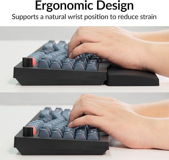 Keychron Black Silicone Wrist & Palm Rest, 17.56" for 100% Alice Layout Mechanical Keyboards (Q13 Max / Q13 Pro) – Full Honeycomb Anti-Slip Base, Smooth and Soft Typing Support