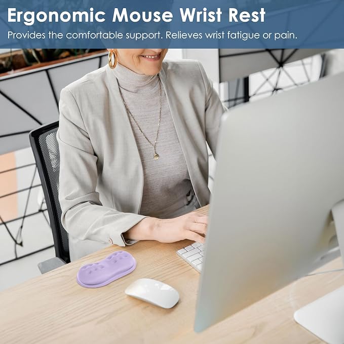 VANKEY Mouse Wrist Rest, Soft Mouse Wrist Support Pad with Memory Foam, Non-Slip Base (Periwinkle Color)