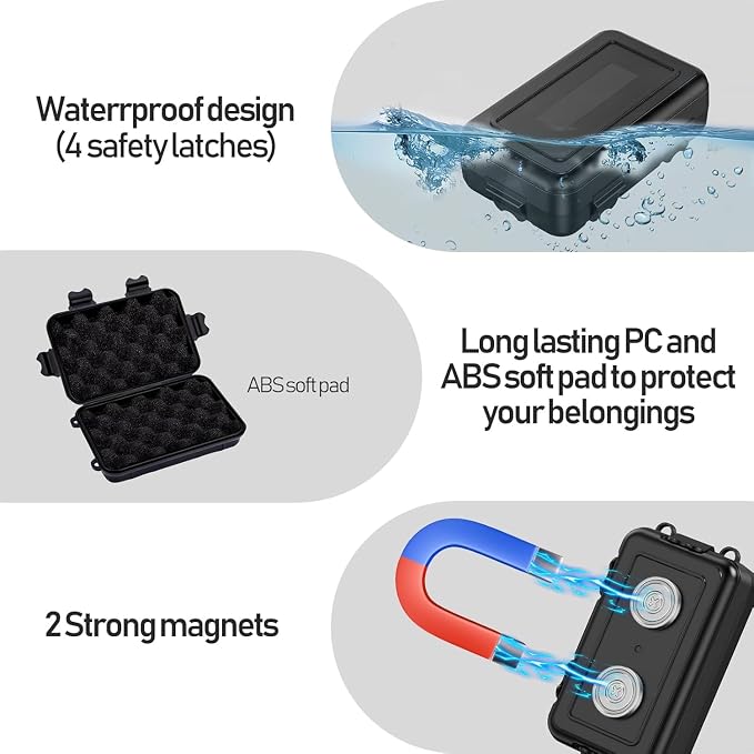 2Pack Magnetic Key Box, Hide A Key Holder, Under Car Magnetic Key Storage, Waterproof Hidden Key Box for Outside, Car Key Hider Magnet for Vehicles Travel (MM1-2, Regular)