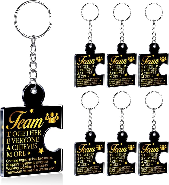 Team Appreciation Gifts Bulk Thank You Keychains for Coworkers | Gift Set for Employee, Staff, Teachers, Teamwork Puzzle Piece Keyring, Acrylic