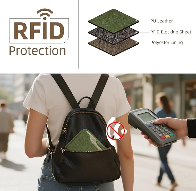Passport Holder Family RFID Passport Wallet, Passport Holder Women/Men, Travel Wallet Documents Organizer Zipper Case with Removable Wristlet Strap, Travel Essentials for Flying