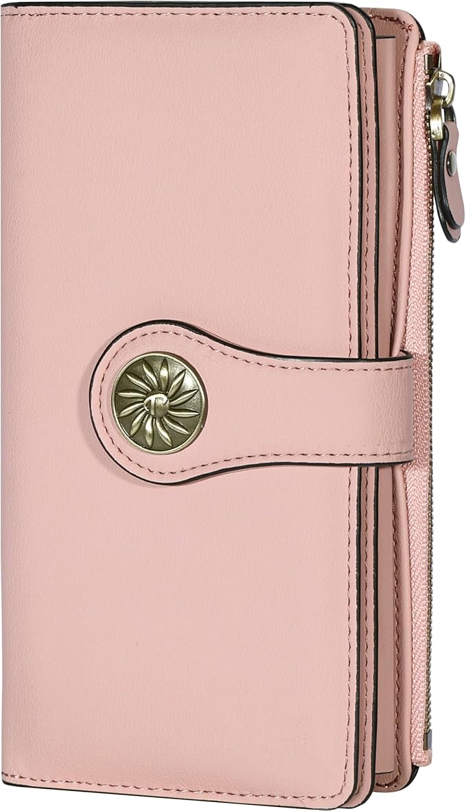 Travelambo Women's Wallet RFID Blocking Trifold Clutch Large Capacity Credit Card Holder Travel Purse