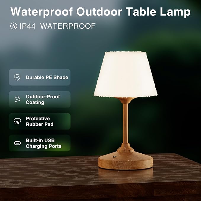 Table Lamp Cordless Lamp,Outdoor Waterproof Shower Lamp,5000mAh Rechargeble Battery Operated Lamps Dimmable Touch Desk Lamps,LED Night Light for Bathroom Patio Camping Restaurant Home