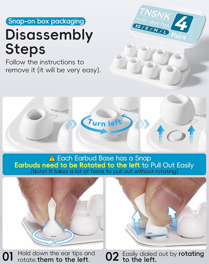 4 Pairs Replacement Ear Tips for AirPods Pro 1st /2nd (Large-White | with Noise Reduction Hole,Built-in dust Guard Screen Silicone Ear Tips with Cleaning Pen