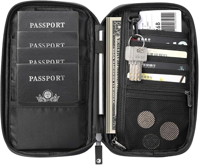 VanFn RFID Travel Passport Wallet, Family Passport Holder, Trip Document Organizer P.Travel Series