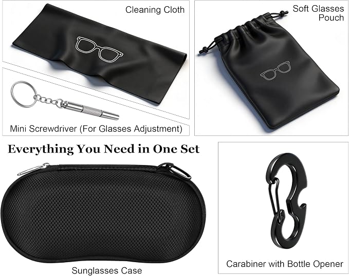 RayLove Sunglasses Case Hard Shell, Crush Resistant Eyeglass Case with Zipper, Lightweight Sunglasses Travel Case
