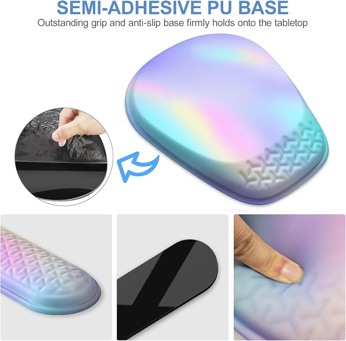 Ergonomic Mouse Pad with Wrist Rest, Memory Foam Support for Office | Sloped Ergonomic Design, Bumpy Massage Beads, Non-Slip PU Base, for Typing & Gaming, Gradient Blue Pink