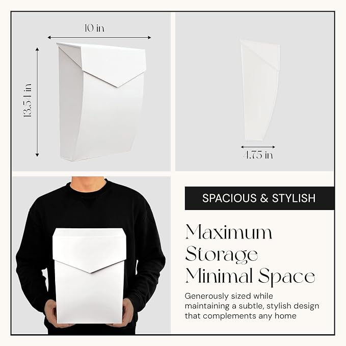 NACH Mailboxes for Outside Wall Mount, 4.8 x 10 x 13 inch White Wall Mounted Mailboxes for Outside, Waterpoof Mailbox for House - The Bradley Large Mail Box