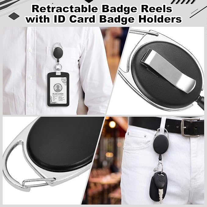 2 Pack Badge Holder Retractable Clip Heavy Duty Reels with Silicone ID Badge Holder for Women Nurse Teacher Student