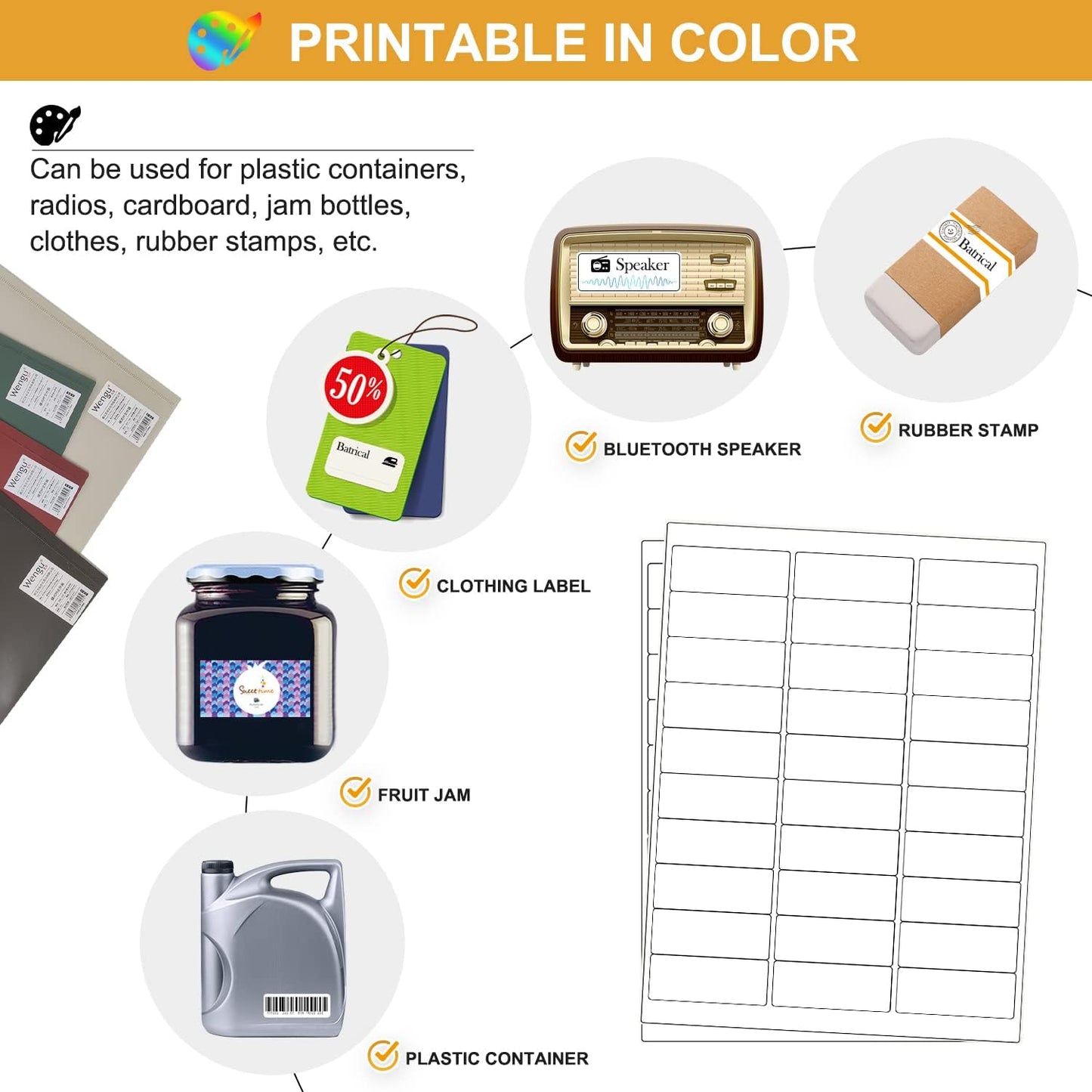 1" x 2-5/8" Address Labels 3000 Labels Sticker Paper for Laser/Ink Jet Printer mailing Labels 8.5"×11" White 30 per Sheet