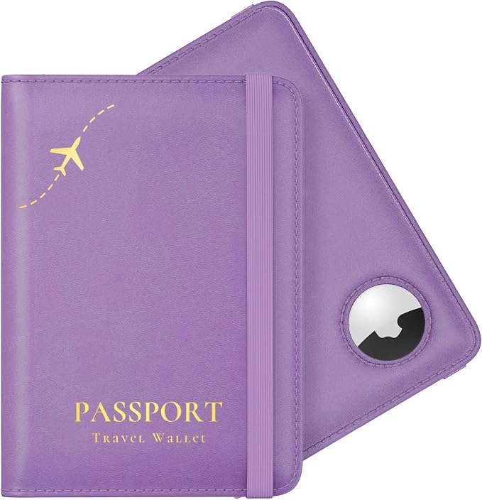 Stouchi AirTag Passport Holder – Slim RFID Travel Wallet | Ultra-slim, Waterproof PU Leather, 5 Card Slots, RFID Blocking, AirTag Slot – Perfect for US Passports