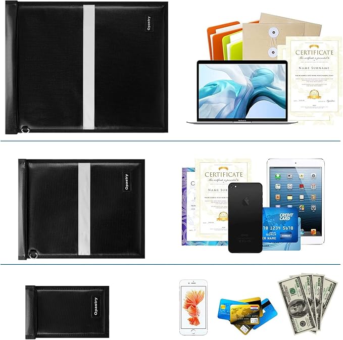4 Pack Faraday Bags EMP Proof, Faraday Bag for Laptops & Tablets & Phones & Key Fob, Anti-Tracking Fireproof & Waterproof