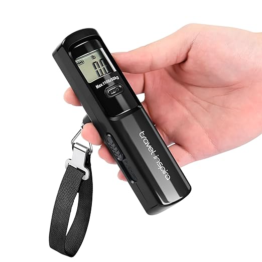 Battery-Free Luggage Scale – No Batteries Needed, Portable Digital Hanging Suitcase Weight Scale for Air Travel & Checked Bags, 110lb/50kg, LCD Display, Compact Travel Accessory