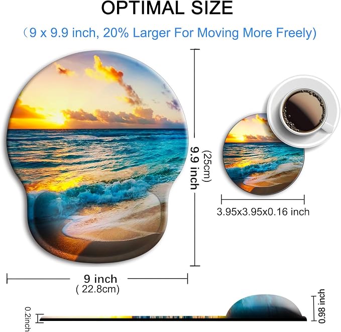 Ergonomic Mouse Pad with Wrist Rest Support,Gel Mouse Pads for Desk | Big Mousepad With Coaster Non-slip & Pain Relief for Computer, Home&Office Desk Decor