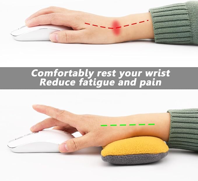 Large Mouse Wrist Rest Bean Bag, Ergonomic Mouse Support Pad Filled Ergo Beads for Computer, Laptop, PC Gaming (Yellow)