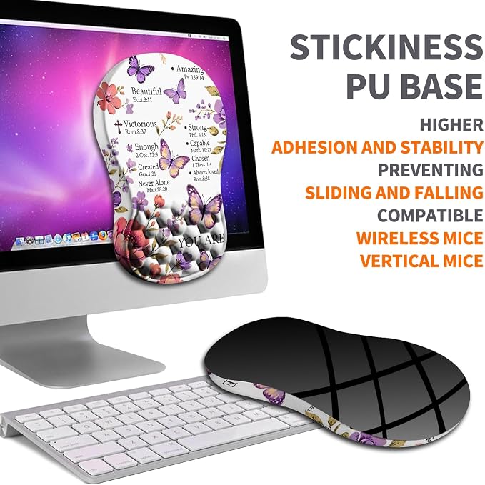 Ergonomic Joint Wrist Support Mouse Pad with Memory Foam Cushion Massage Bump, Carpal Tunnel Pain Relief Mousepad Slope Design for Wrist Rest, 11.8x7.9 in, You are