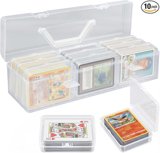 neotidy Trading Card Storage Box with 9 Individual Card Cases, Large Capacity Card Game Organizer for Top Loaders, MTG, Board Game & Playing Cards, Clear Plastic Card Storage Case with Insert Boxes