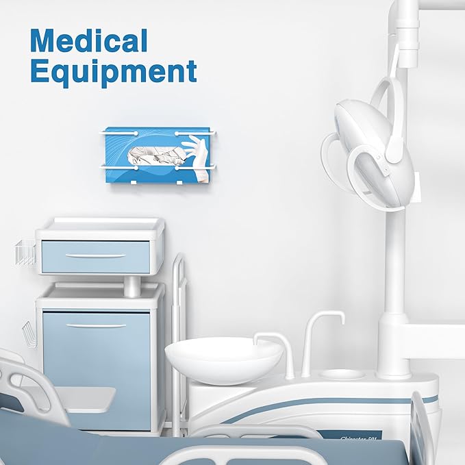 Glove Box Dispenser Wall Mount, Metal Tissue Holder, White | Wall Mount Glove Holder Organizer for Disposable Glove Box & Tissue Box, For Lab, Kitchen, Bathroom, Garage